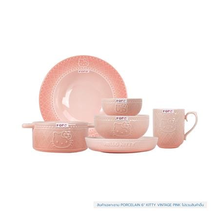 ชาม PORCELAIN 6 นิ้ว FOFO KITTY VINTAGE สีชมพู_4