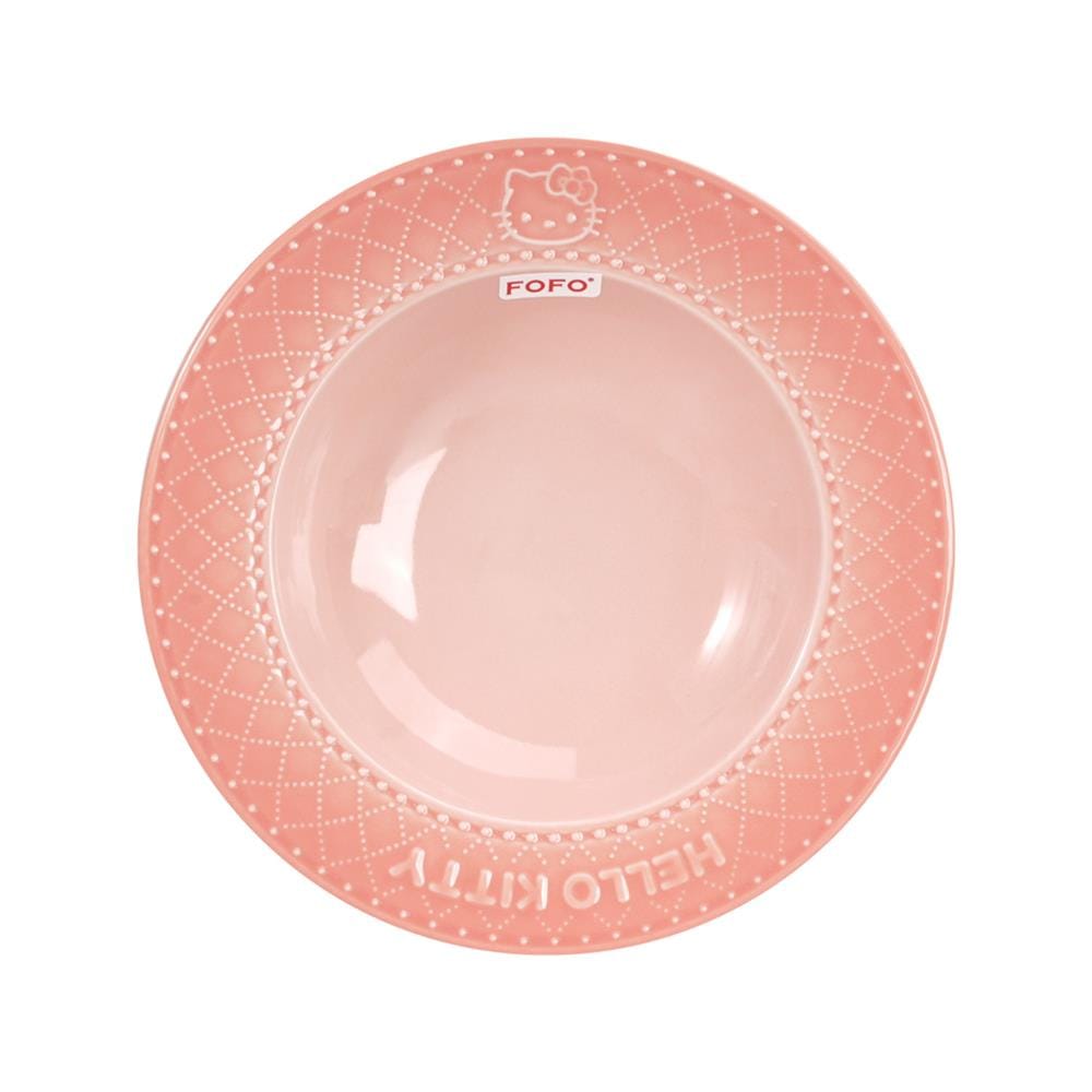 จานลึก PORCELAIN 9.5 นิ้ว FOFO KITTY VINTAGE สีชมพู