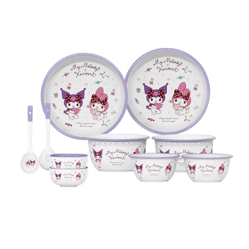 ชุดจานชาม PORCELAIN FOFO MY MELODY & KUROMI (10 ชิ้น)