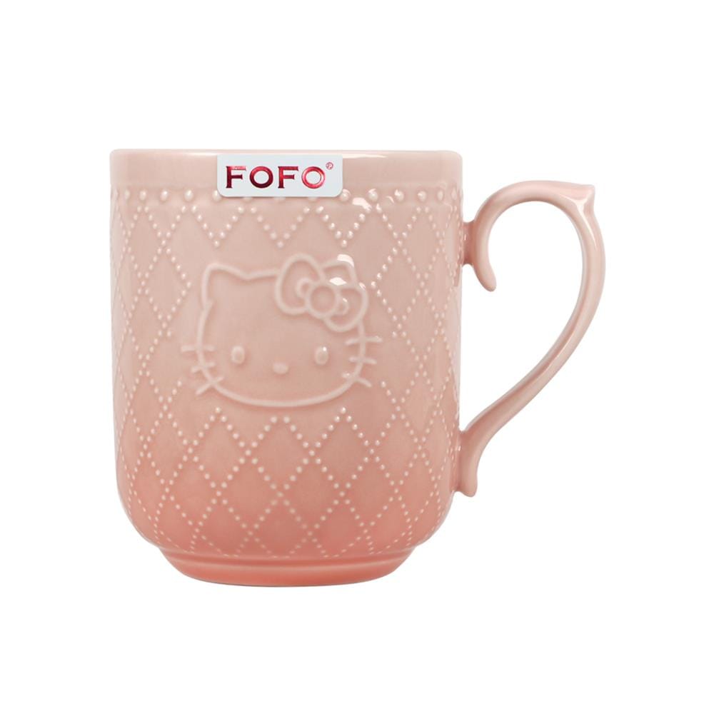 ถ้วยหู PORCELAIN 420 มล. FOFO KITTY VINTAGE สีชมพู
