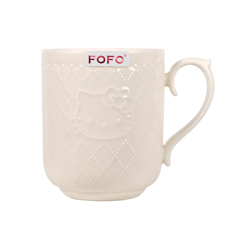 ถ้วยหู PORCELAIN 420 มล. FOFO KITTY VINTAGE สีครีม