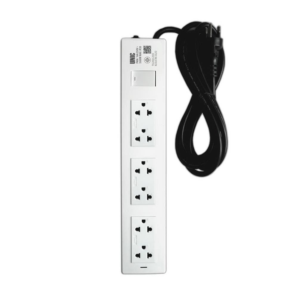 รางปลั๊กไฟ 6 ช่อง 1 สวิตซ์ UNIC P406-2 3500 วัตต์ 16 แอมป์ 5 เมตร