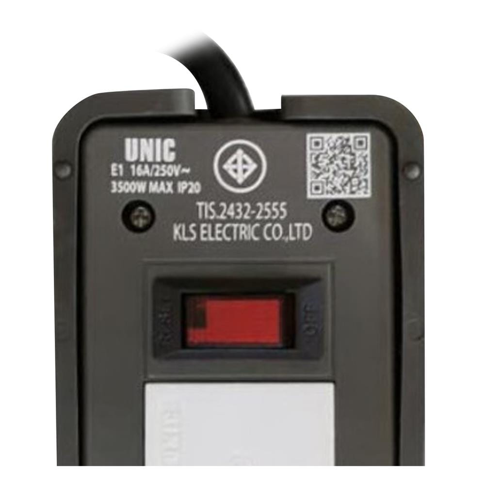 บล็อกยาง 1 ช่อง 1 สวิตซ์ UNIC E1-1 3500 วัตต์ 16 แอมป์ 3 เมตร สีขาว/ดำ