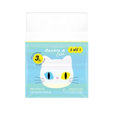 กระดาษเช็ดหน้า DOUBLE A CARE TRAVEL PACK BAN MAEW 60 แผ่น (แพ็ก 3+1)_1