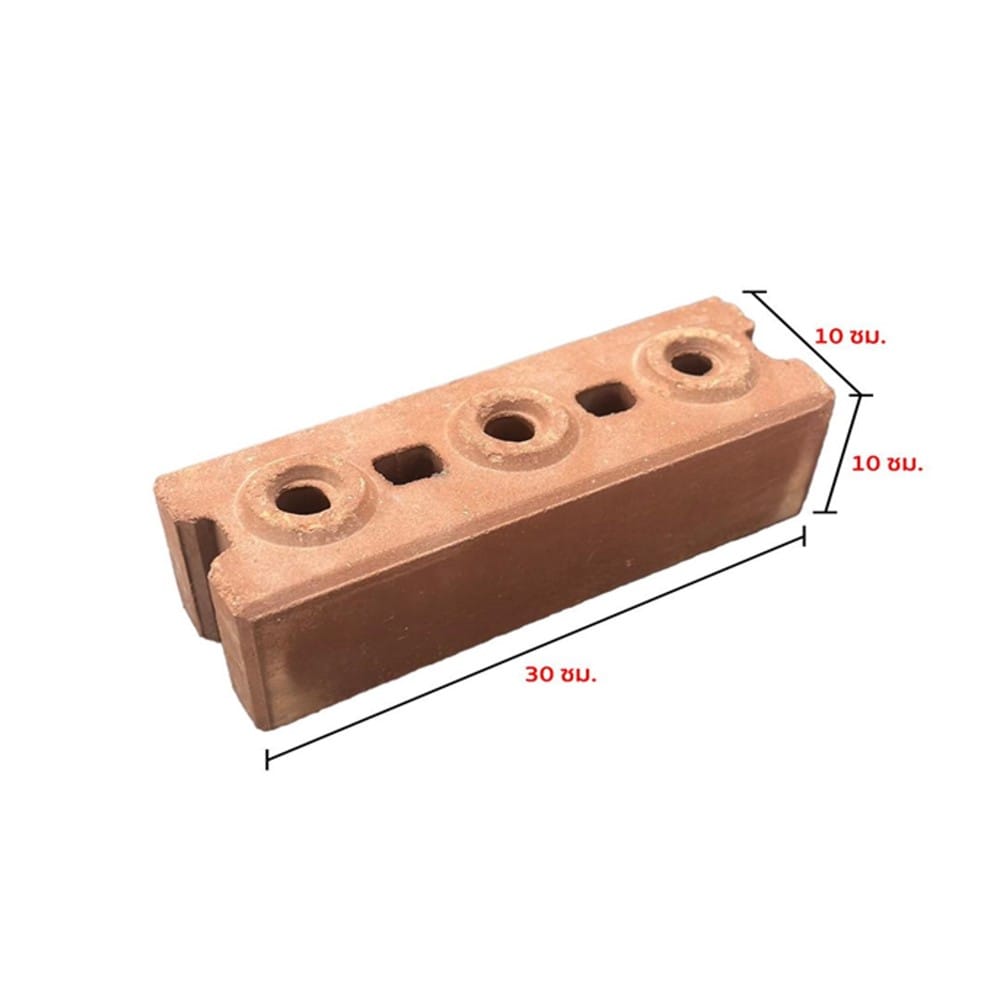 อิฐประสานเรียบตรง 3 ปุ่ม SPRING 10x30x10 ซม. 5 กก. สีแดง