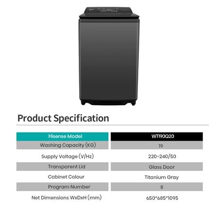 เครื่องซักผ้าฝาบน HISENSE WT190Q20 19 กก. สีดำ_10