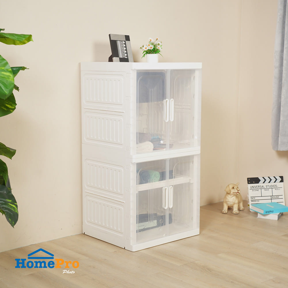 ตู้บานเปิด 2 ชั้น STACKO SNOWY 60x55x117 ซม. สีขาว