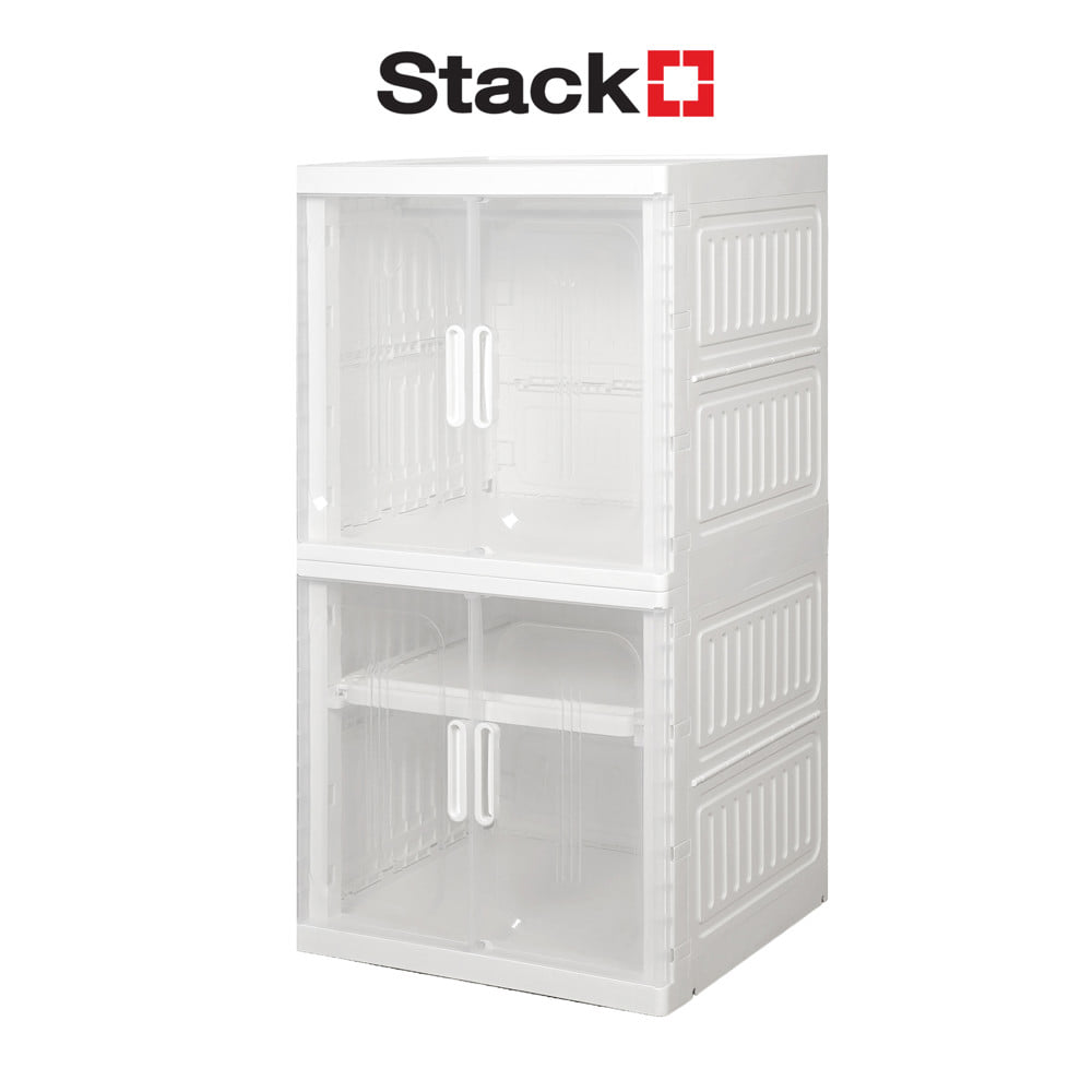 ตู้บานเปิด 2 ชั้น STACKO SNOWY 60x55x117 ซม. สีขาว
