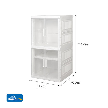 ตู้บานเปิด 2 ชั้น STACKO SNOWY 60x55x117 ซม. สีขาว_9