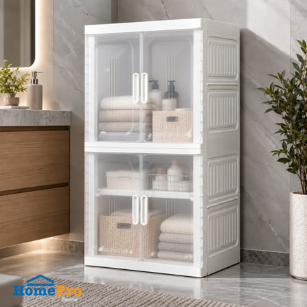 ตู้บานเปิด 2 ชั้น STACKO SNOWY 60x55x117 ซม. สีขาว_0