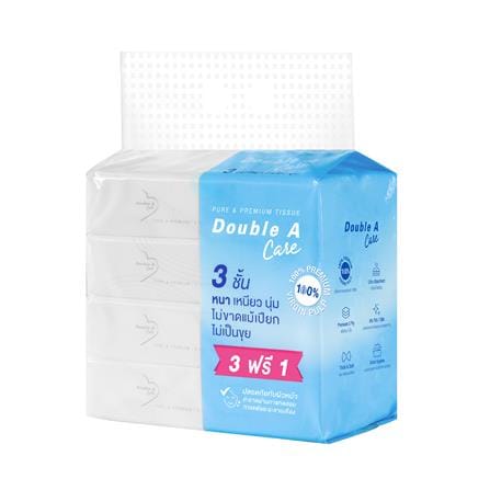 กระดาษเช็ดหน้า DOUBLE A CARE TRAVEL PACK 60 แผ่น แพ็ก 3+1_0