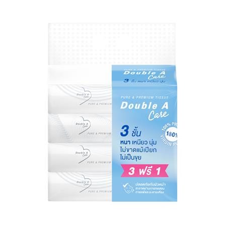 กระดาษเช็ดหน้า DOUBLE A CARE TRAVEL PACK 60 แผ่น แพ็ก 3+1_1