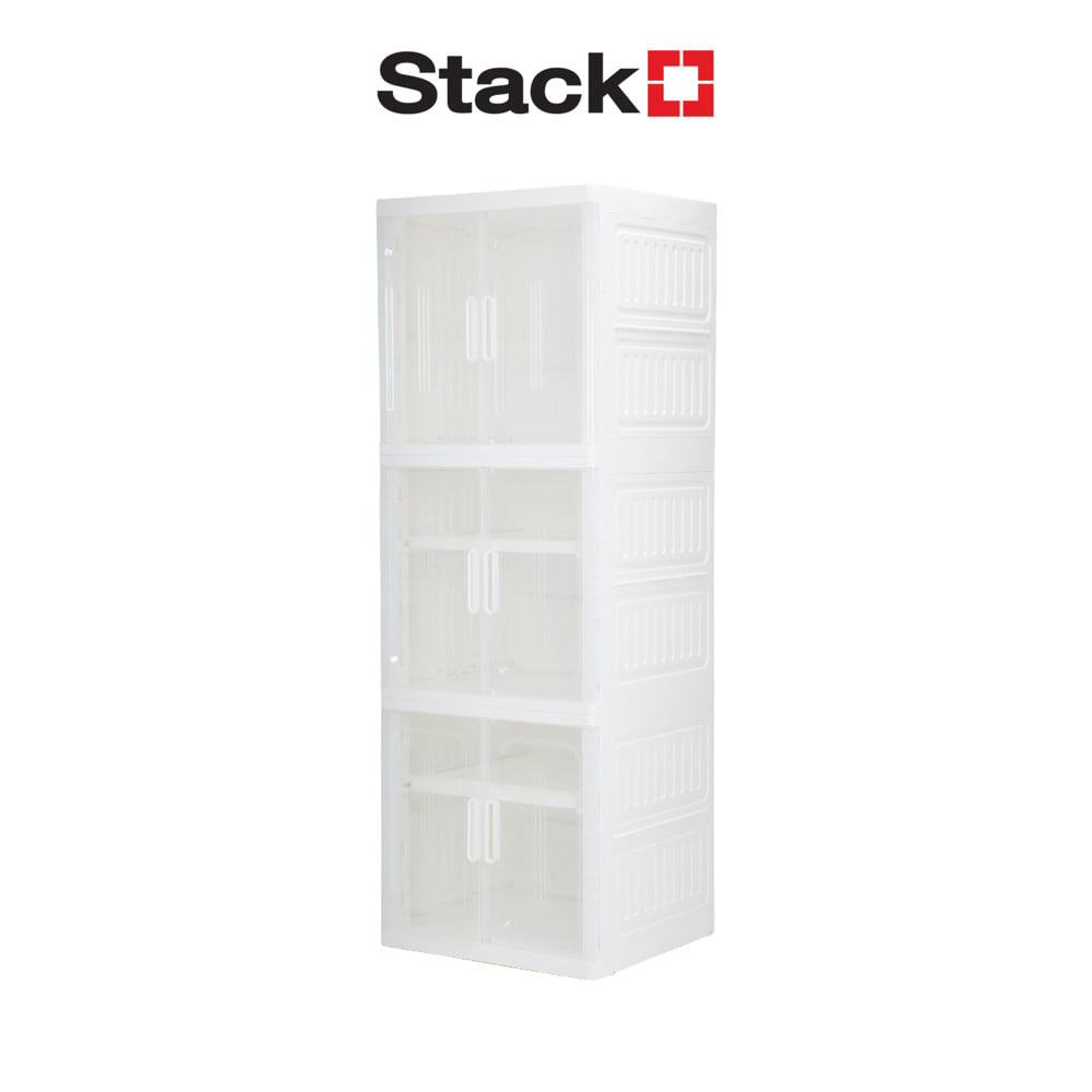 ตู้บานเปิด 3 ชั้น STACKO SNOWY 60x55x173.5 ซม. สีขาว_0