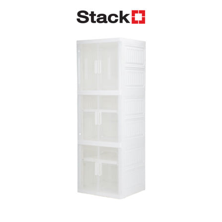 ตู้บานเปิด 3 ชั้น STACKO SNOWY 60x55x173.5 ซม. สีขาว_1