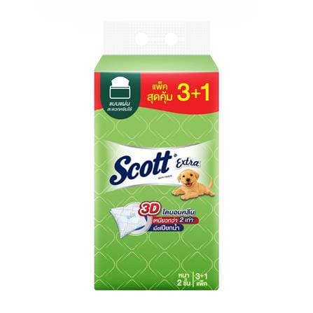กระดาษอเนกประสงค์ SCOTT EXTRA 2PLY 150 แผ่น (แพ็ก 3+1 ชิ้น)_0