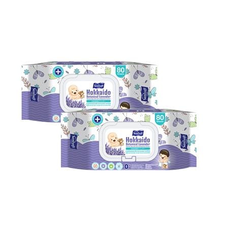 ผ้าเช็ดทำความสะอาดผิว SANISOFT LAVENDER 80 แผ่น (แพ็กคู่)_1