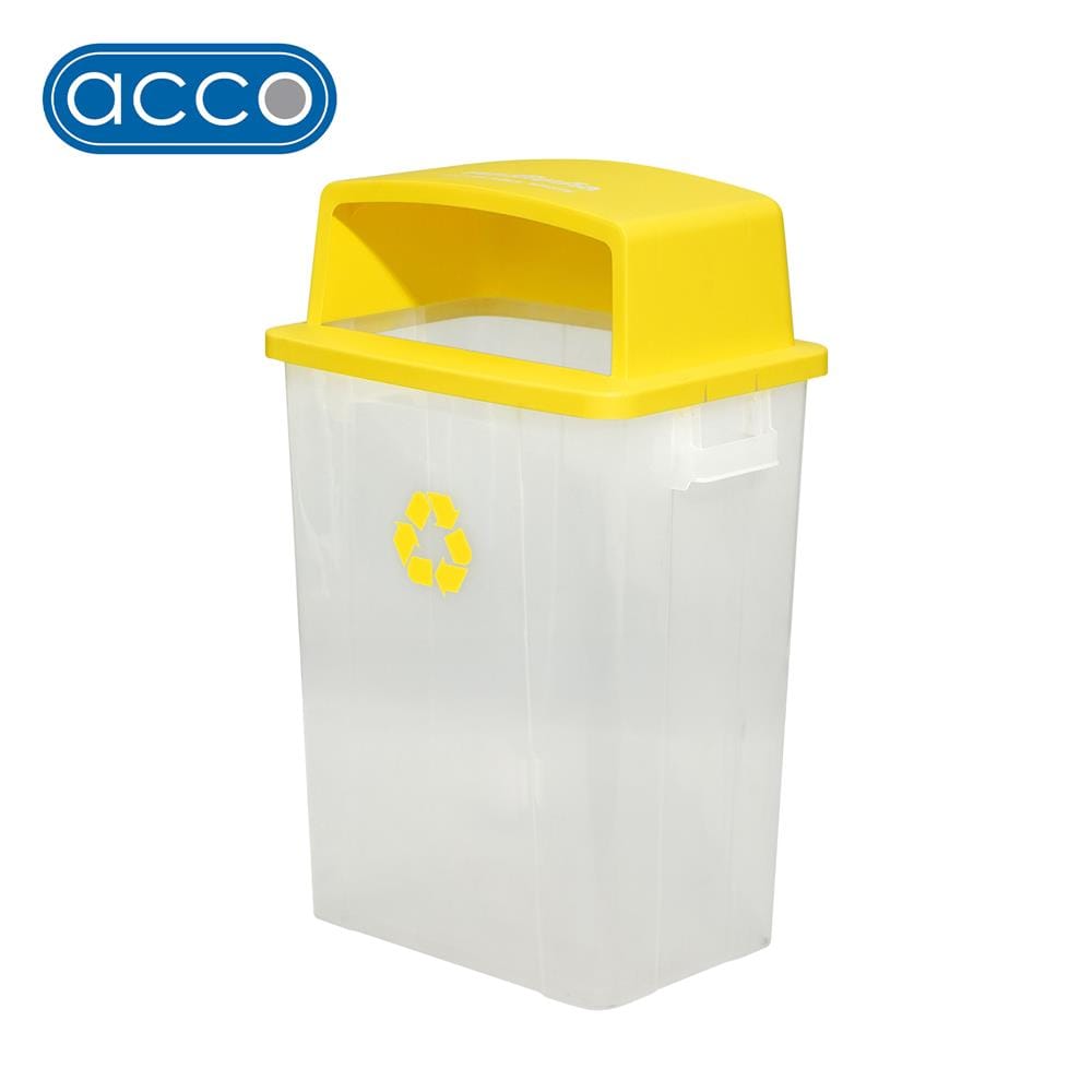 ถังขยะเหลี่ยม ฝาช่องทิ้งแยกประเภท ACCO 60 ลิตร สีเหลือง/ใส