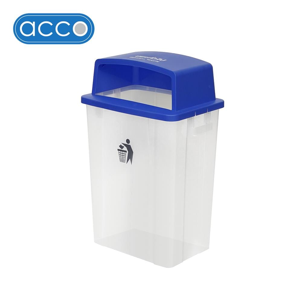 ถังขยะเหลี่ยม ฝาช่องทิ้งแยกประเภท ACCO 60 ลิตร สีน้ำเงิน/ใส