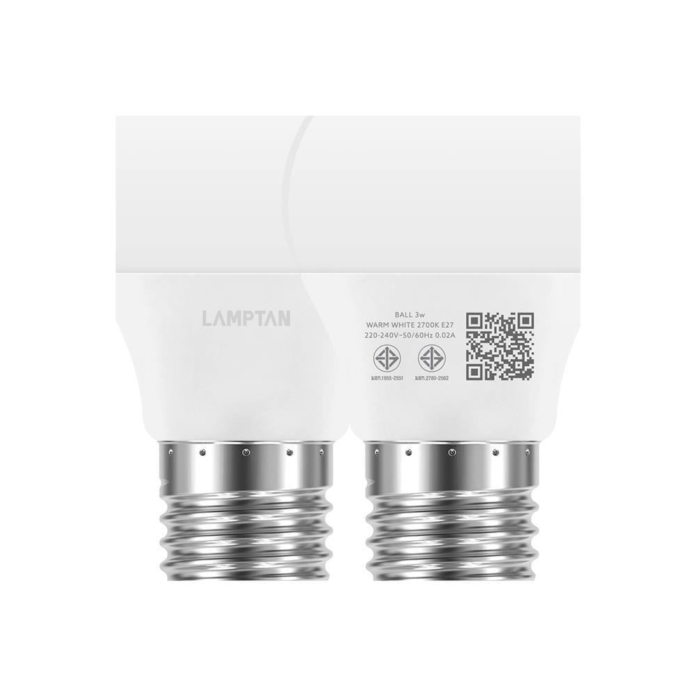 หลอด LED LAMPTAN BALL A45 3 วัตต์ WARM WHITE E27 (แพ็ก 10 ชิ้น)