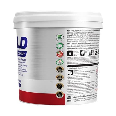 สีน้ำทาภายนอก ชนิดเนียน TOA SHIELD EXPERT SUPERIOR PREMIUM 2 IN 1 BASE D สีขาว 9 ลิตร_3