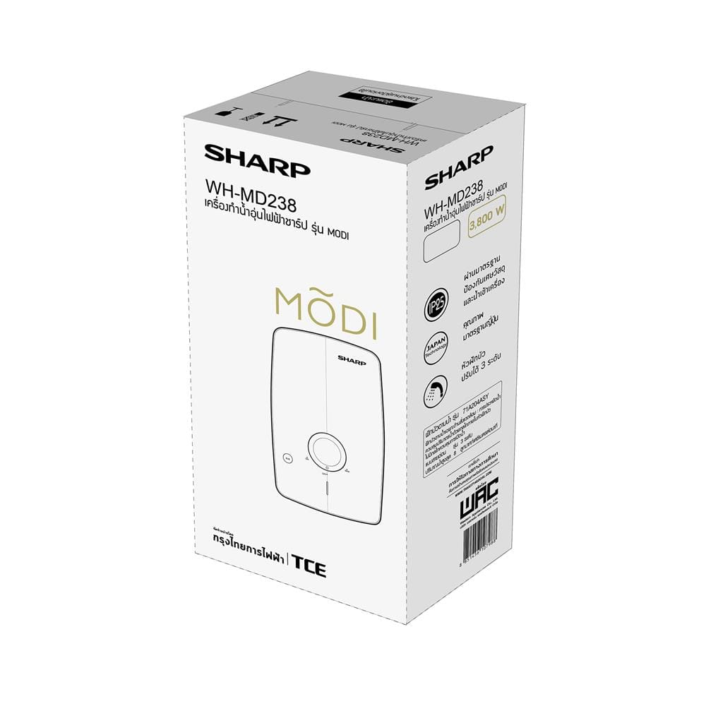 เครื่องทำน้ำอุ่น SHARP WH-MD238 3800 วัตต์ สีเทา