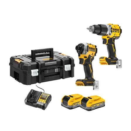 ชุดสว่านกระแทกและไขควงกระแทกไร้สาย (พร้อมแบตเตอรี่และแท่นชาร์จ) DEWALT DCK2050S2T-B1 20 โวลต์_1