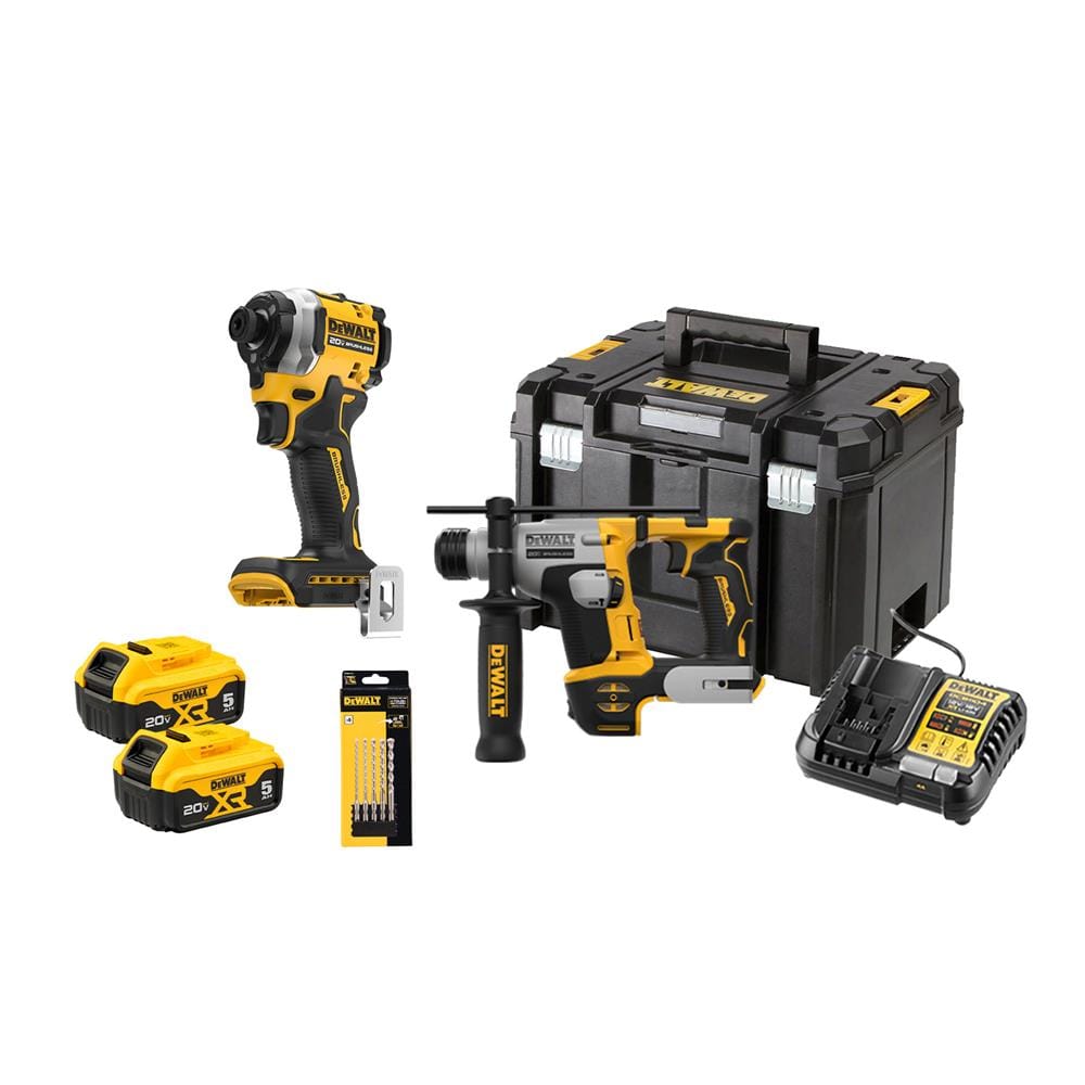 ชุดสว่านไขควงและสว่านโรตารี่ไร้สาย (พร้อมแบตเตอรี่และแท่นชาร์จ) DEWALT DCK2213P2TA-B1 18 โวลต์