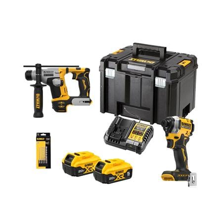 ชุดสว่านไขควงและสว่านโรตารี่ไร้สาย (พร้อมแบตเตอรี่และแท่นชาร์จ) DEWALT DCK2213P2TA-B1 18 โวลต์_0