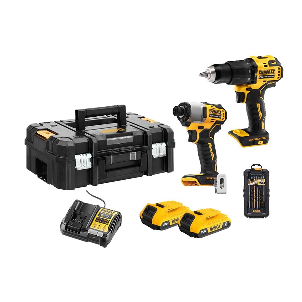ชุดสว่านกระแทกและไขควงกระแทกไร้สาย (พร้อมแบตเตอรี่และแท่นชาร์จ) DEWALT DCK2214D2TA-B1 18 โวลต์