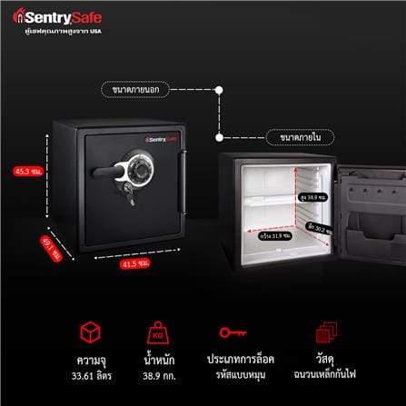ตู้นิรภัยมือหมุน SENTRYSAFE SFW123DTB สีดำ_3
