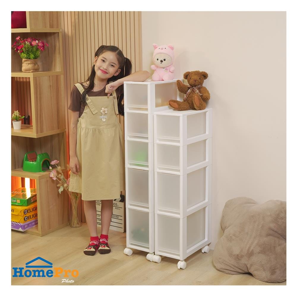 ตู้ลิ้นชักแคบ 5 ชั้น STACKO HANA 19x36.5x104.3 ซม. สีขาว