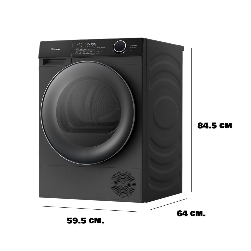 เครื่องอบผ้าฝาหน้า HISENSE DH105M3 10.5 กก. HEAT PUMP สีดำ