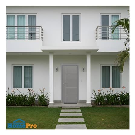 ประตูภายนอก UPVC เจาะลูกบิด MODERNWOOD MWNR004 80x200 ซม. สีเทา_2