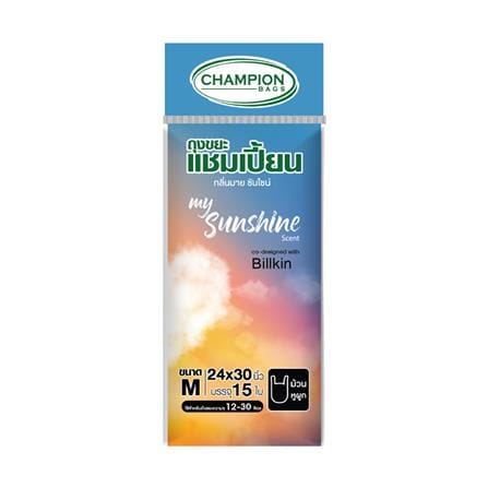 ถุงขยะม้วนแบบหูผูก CHAMPION MY SUNSHINE 24x30 นิ้ว (15 ใบ)_0