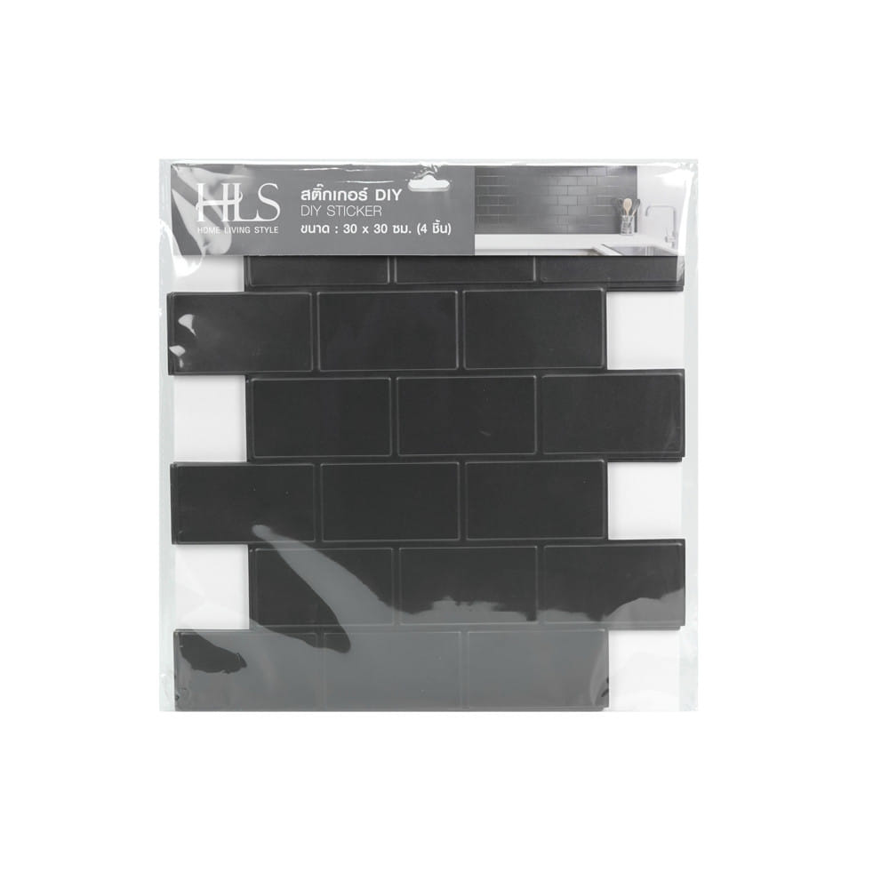 สติ๊กเกอร์ D.I.Y HOME LIVING STYLE MATT 30x30 ซม. สีดำ (แพ็ก 4 ชิ้น)