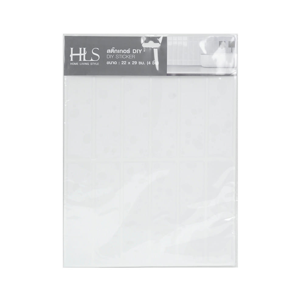 สติ๊กเกอร์ D.I.Y HOME LIVING STYLE GLOSSY 22x29 ซม. สีขาว (แพ็ก 4 ชิ้น)