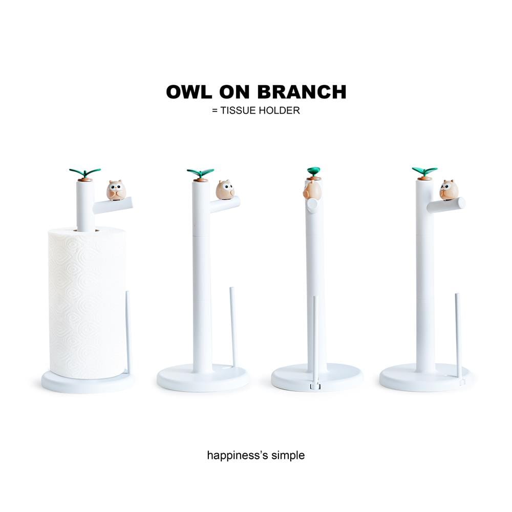 ที่ใส่ทิชชู่ม้วน MINIMAL SCULPT OWL FRIEND สีขาว