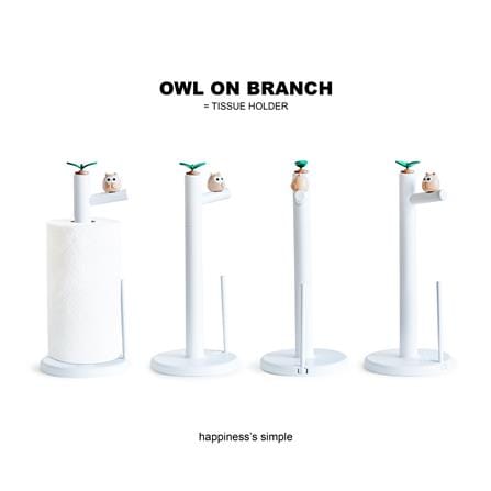 ที่ใส่ทิชชู่ม้วน MINIMAL SCULPT OWL FRIEND สีขาว_8