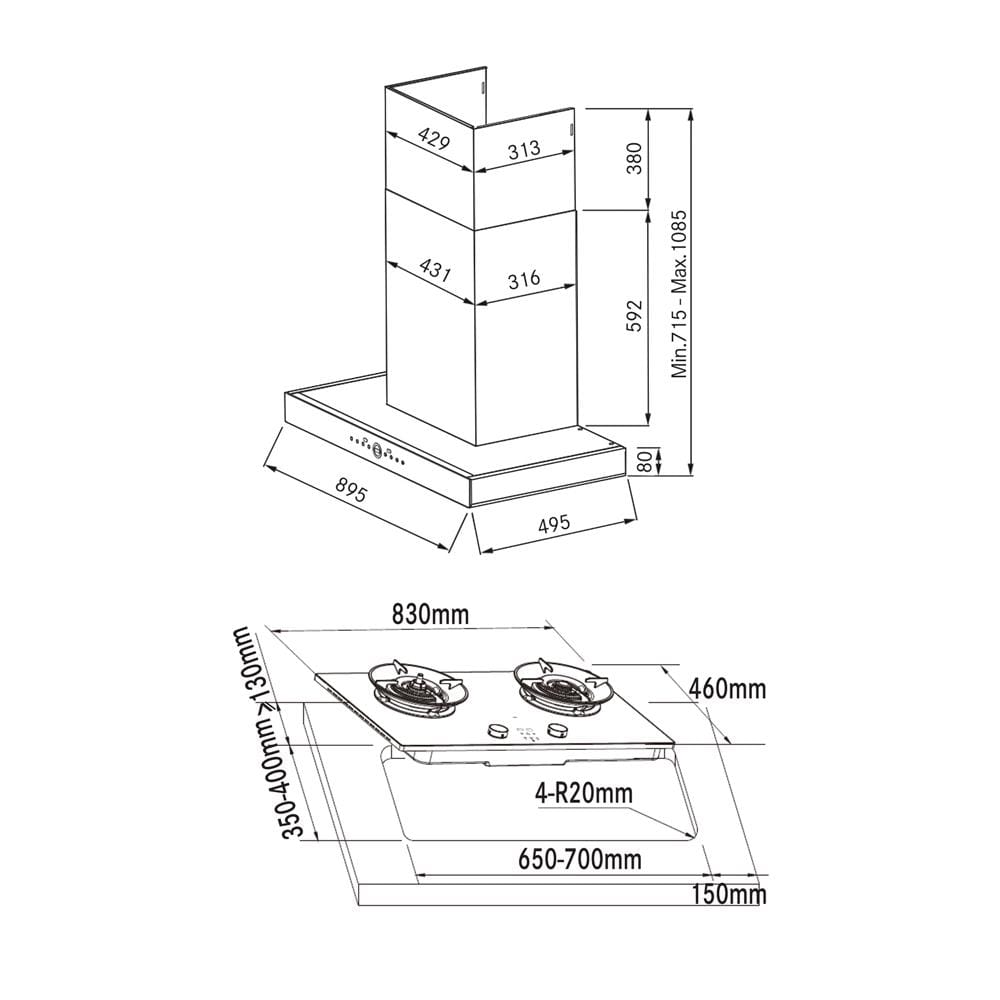 เตาฝัง+เครื่องดูดควัน FRANKE FG8268NX+FT966NX