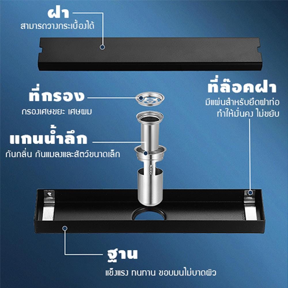 รางน้ำทิ้ง CASSA CL0181 20 ซม. สีดำ