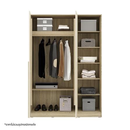 ตู้เสื้อผ้า 2 บานเปิด KONCEPT HANNIE 19242527 140 ซม. สีโซลิดโอ๊ค_1