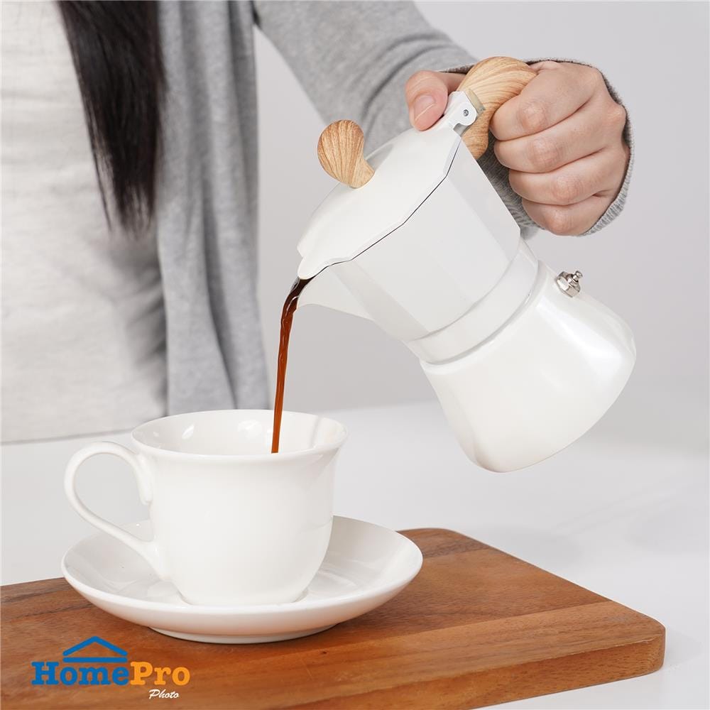 ชุดหม้อต้มกาแฟและเครื่องบดเมล็ดกาแฟ KOF BAKE SMKP01 สีขาว
