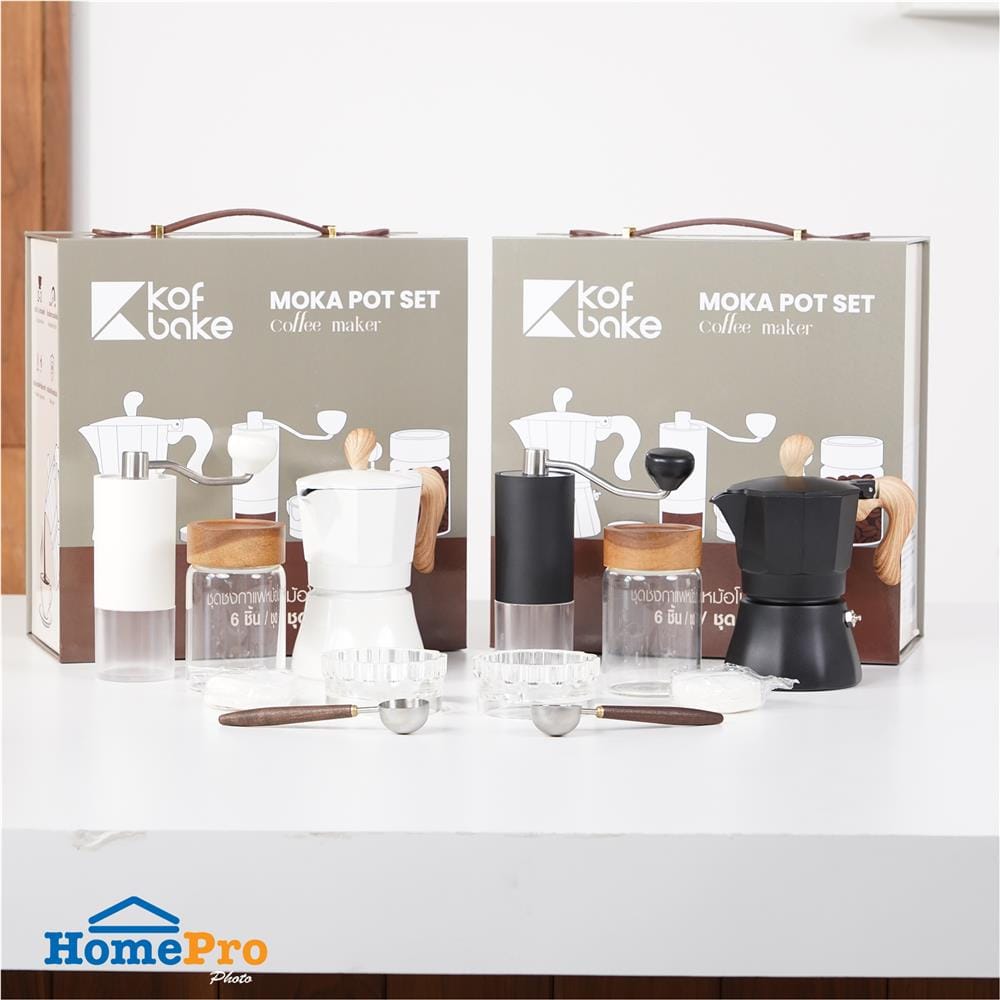 ชุดหม้อต้มกาแฟและเครื่องบดเมล็ดกาแฟ KOF BAKE SMKP01 สีดำ