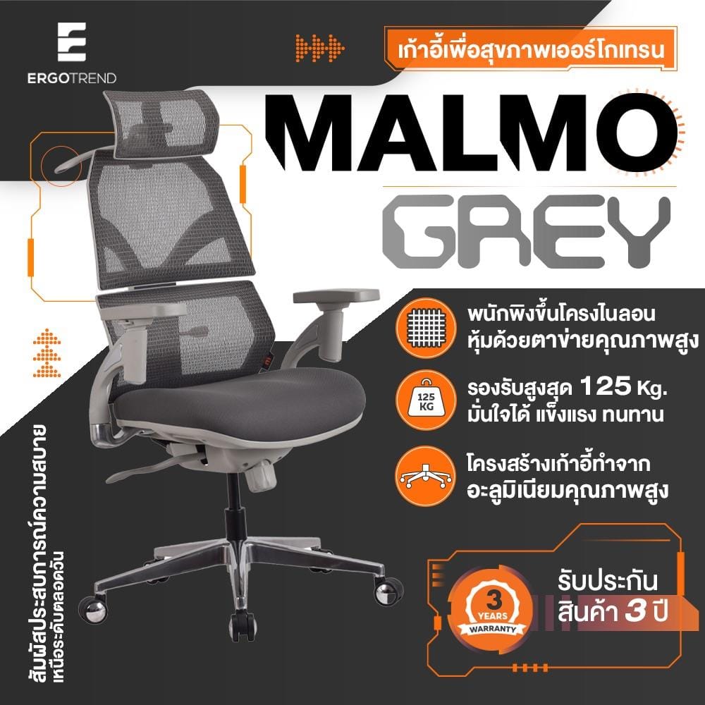 เก้าอี้สุขภาพ ERGOTREND MALMO สีเทา