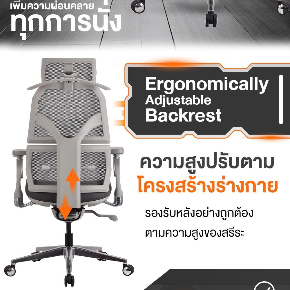 เก้าอี้สุขภาพ ERGOTREND MALMO สีเทา