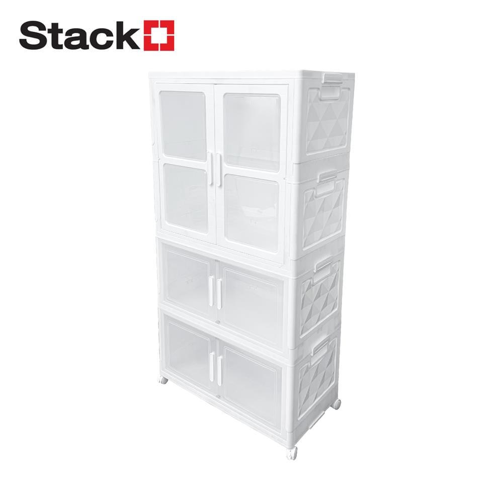 ตู้บานเปิดพับได้ 3 ชั้น มีล้อ STACKO SNOWY 38x73x136 ซม. สีขาว_1