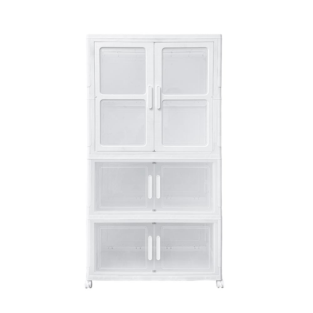 ตู้บานเปิดพับได้ 3 ชั้น มีล้อ STACKO SNOWY 38x73x136 ซม. สีขาว