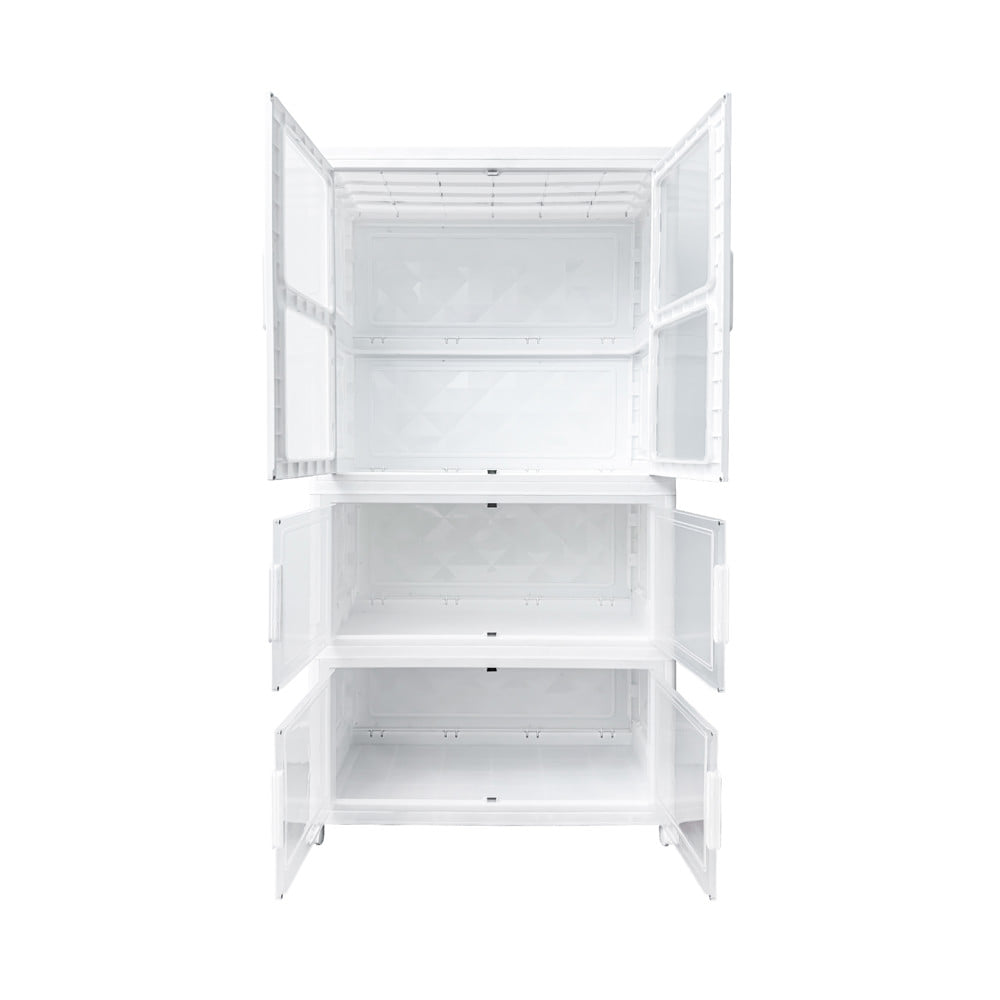 ตู้บานเปิดพับได้ 3 ชั้น มีล้อ STACKO SNOWY 38x73x136 ซม. สีขาว