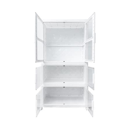 ตู้บานเปิดพับได้ 3 ชั้น มีล้อ STACKO SNOWY 38x73x136 ซม. สีขาว_3