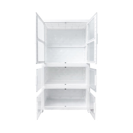 ตู้บานเปิดพับได้ 3 ชั้น มีล้อ STACKO SNOWY 38x73x136 ซม. สีขาว_4